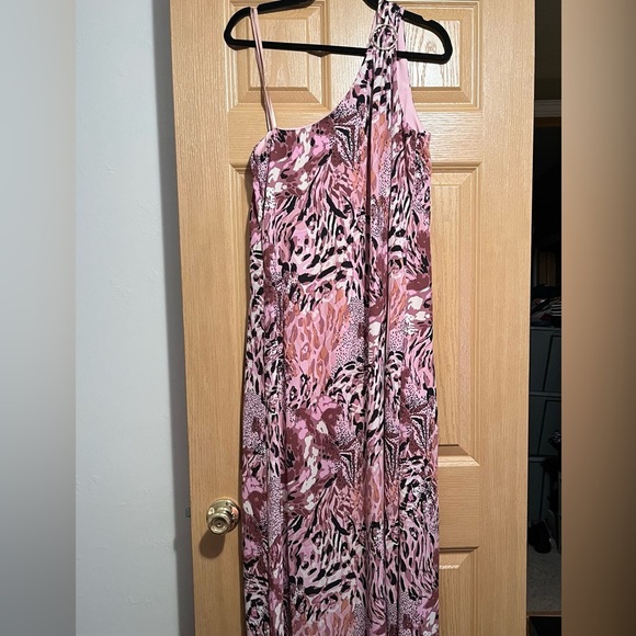 Laundry By Shelli Segal All Over Animal One Shoulder Midi Dress Exotic HD06D71 - Picture 7 of 15
